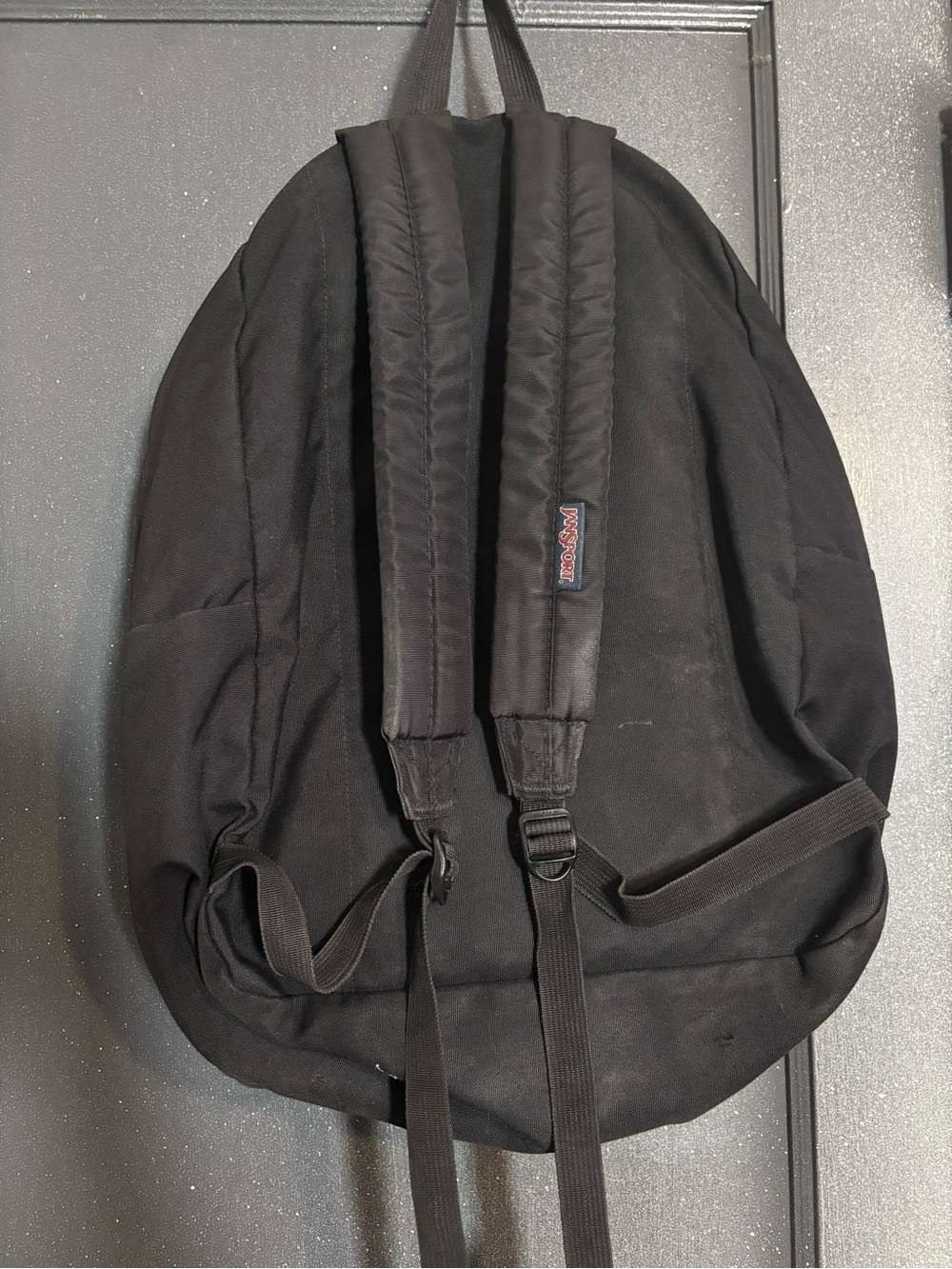 Jansport Black Backpack with Red Logo Patch - Picture 2 of 3